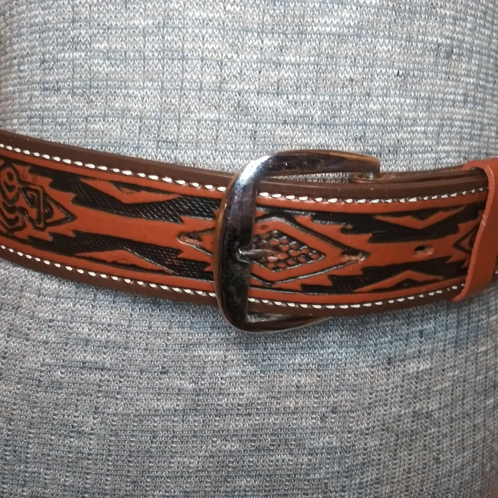 Vintage 70's Unisex Boho Western Faux Leather Thunderbird Belt